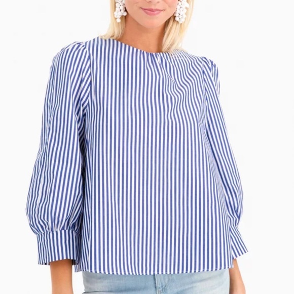 Pomander Place Tuckernuck Nautical Striped blouse size XS Cotton blue/white - Picture 1 of 6
